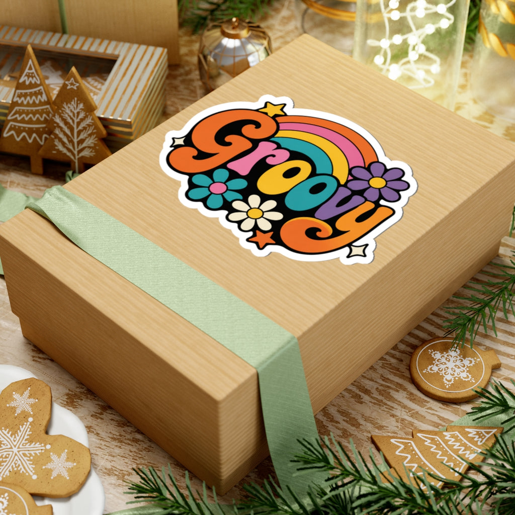 Groovy Rainbow Kiss-Cut Sticker