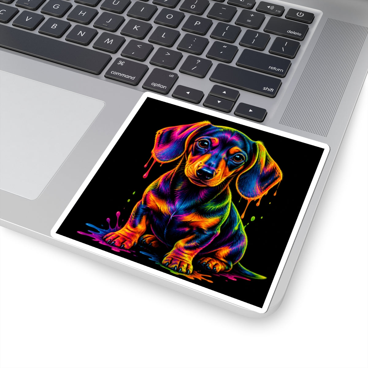 Neon Rainbow Dachshund Kiss-Cut Sticker