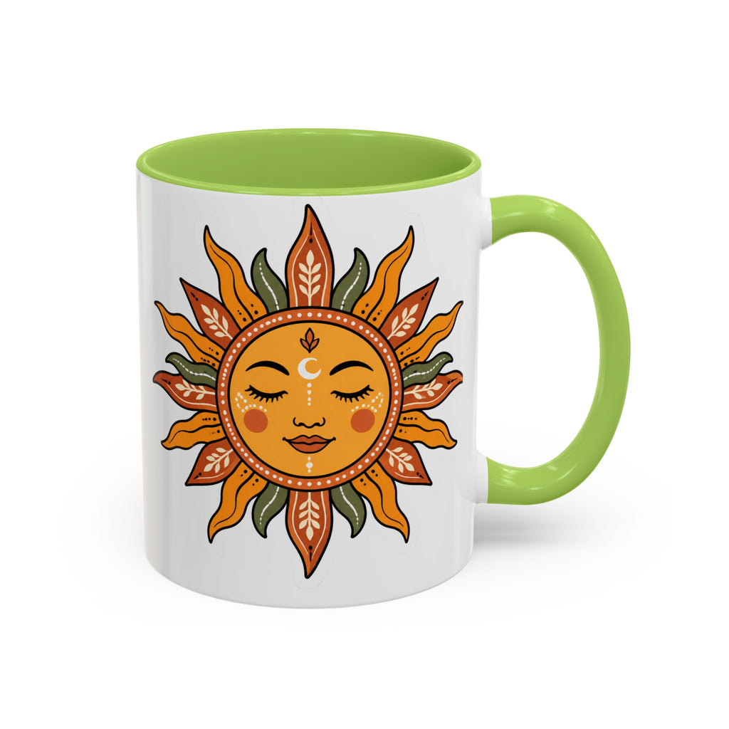 Sunface Accent Coffee Mug — Boho Sun Goddess Ceramic Mug (11/15oz)