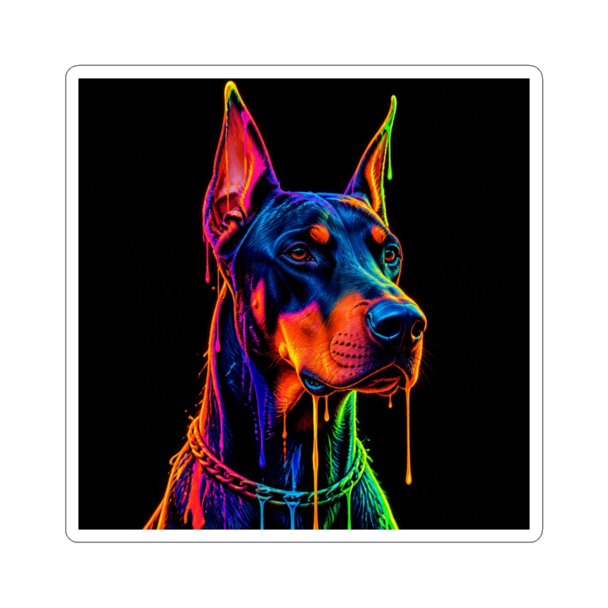 Neon Doberman Dog Kiss-Cut Sticker
